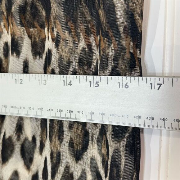 Damee Inc Leopard Sheer Top L Wire Ruffle Collar Mesh Sleeveless Y2K Boho - Picture 6 of 8